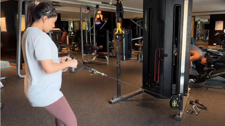 Samantha Ruth Prabhu performs seated cable rows in third trimester, says ‘please don’t make me get up’