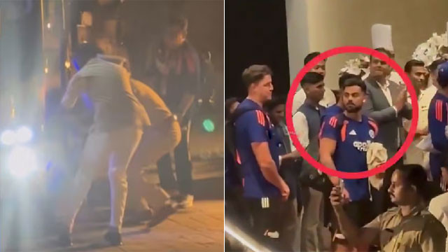 Rohit Sharma slips while getting off team bus Kohli worried video viral