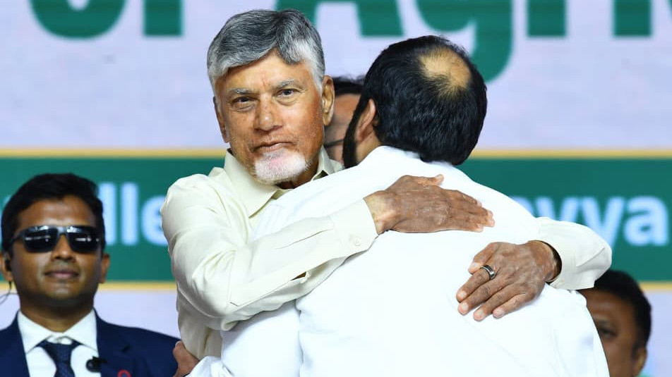 Anant Ambani called son of Andhra Pradesh as CM Chandrababu Naidu hugs him warmly