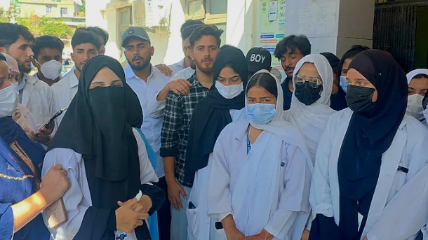 Jammu hospital burqa controversy students protest at Doda Medical College