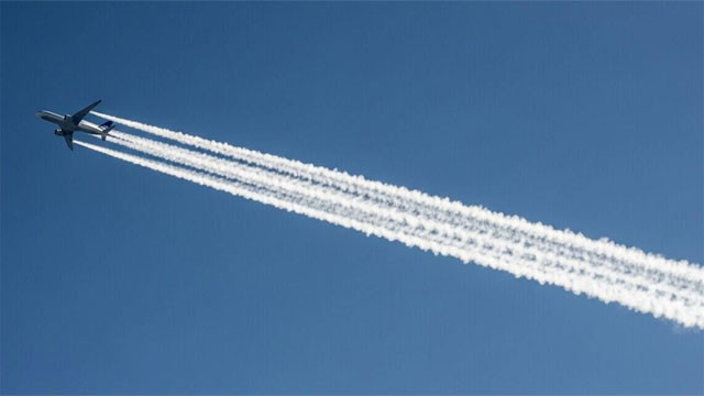 White lines in the path of a plane do you know how they form