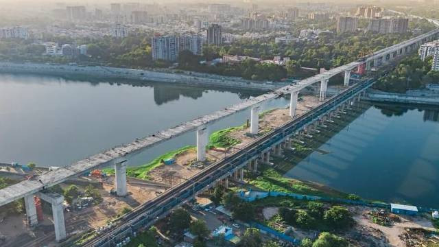 12 stories high 480 meters long Bullet Train bridge construction completed on Sabarmati River