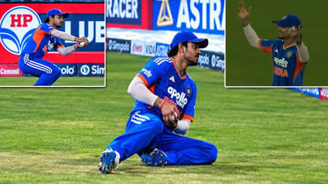 Ishan Kishan surprised by his own catch at the boundary here is the video