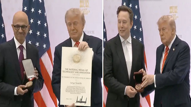 Satya Nadella and Elon Musk receive US National Awards as Trump praises tech leaders