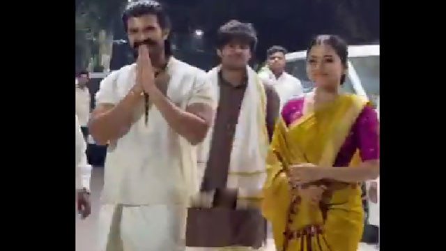 Vijay Deverakonda and Rashmika Mandanna visit Tirumala for Ranabali movie success