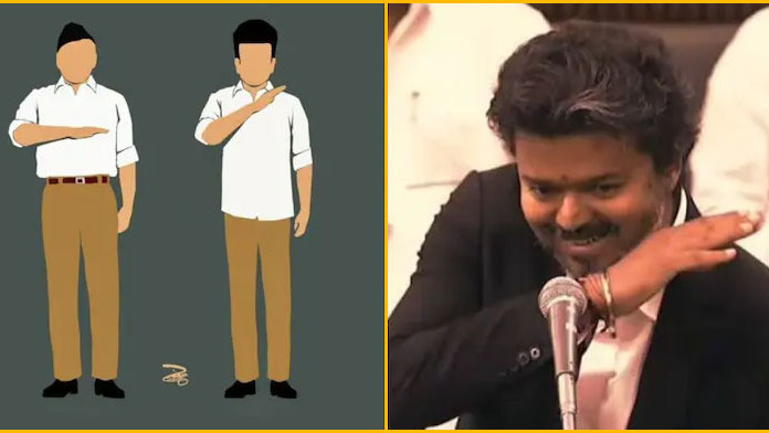 Stalin gesture Vijay style RSS link New political storm in Tamil Nadu