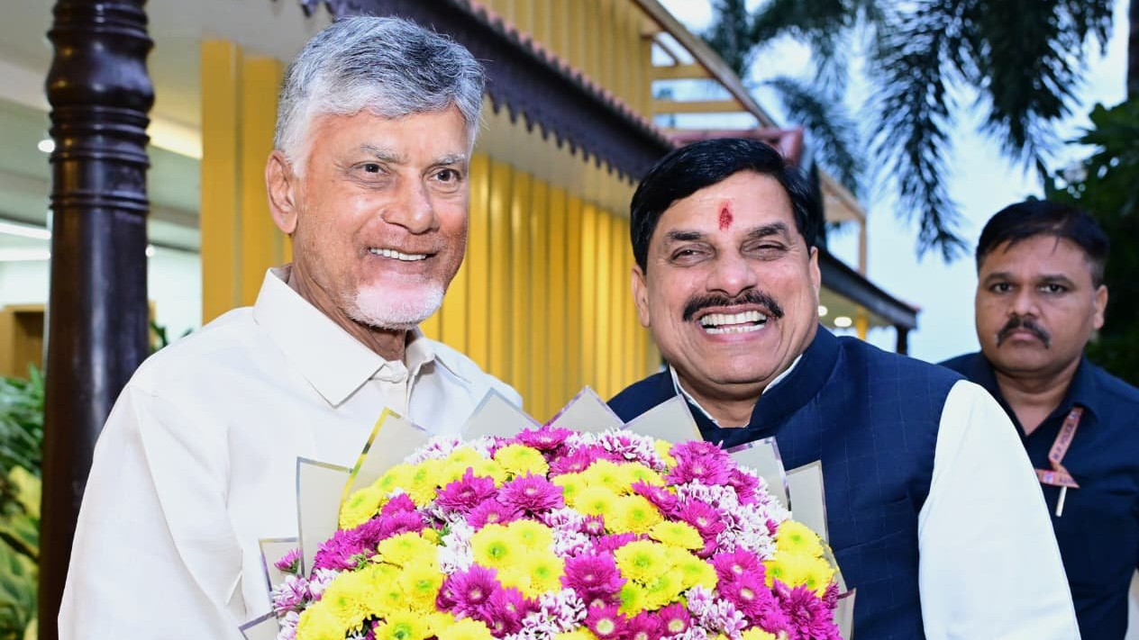 Mohan Yadav visits AP and meets Chandrababu Naidu and Pawan Kalyan separately
