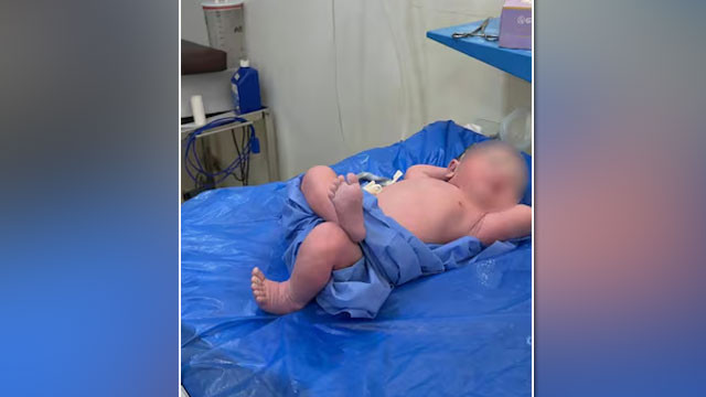 Newborn baby chilling within hours of birth goes viral on social media