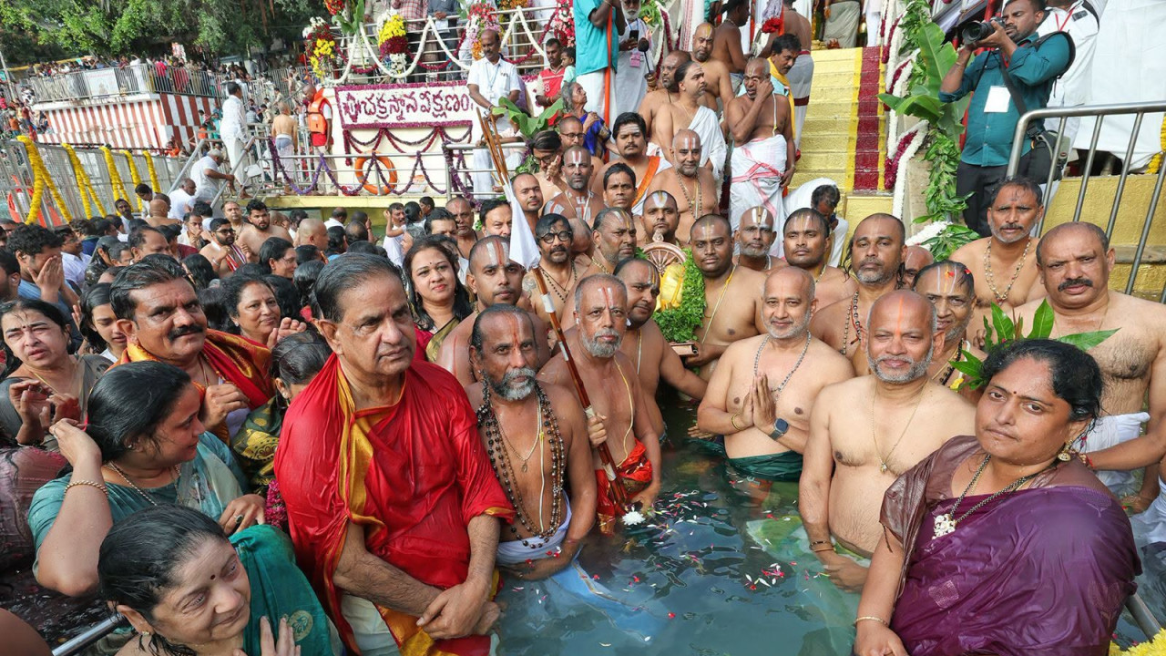 Lord Venkateswara Brahmotsavams conclude with grand Chakrasnanam in Tirumala