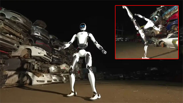 Unitree H2X Humanoid Robot Performs Kung Fu Stunts and Car Rescues
