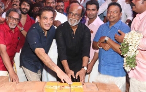Rajani, Kamal set stone for Nadigar Sangam building