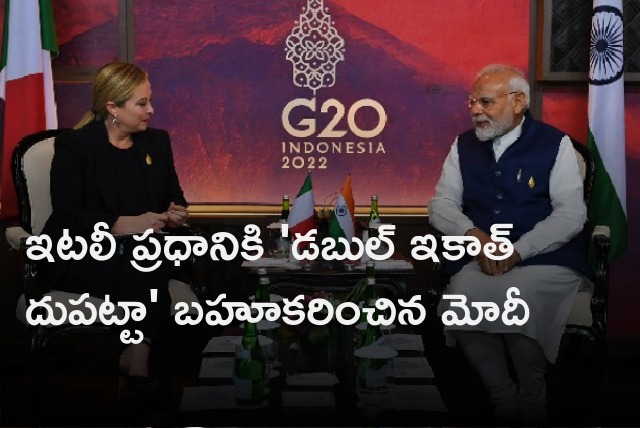 Modi gifts Double Ikat Dupatta to Italy PM Giorgia Meloni