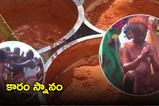 priest bathes in water mixed with 108kg chilli powder vedio Tamil Nadu 