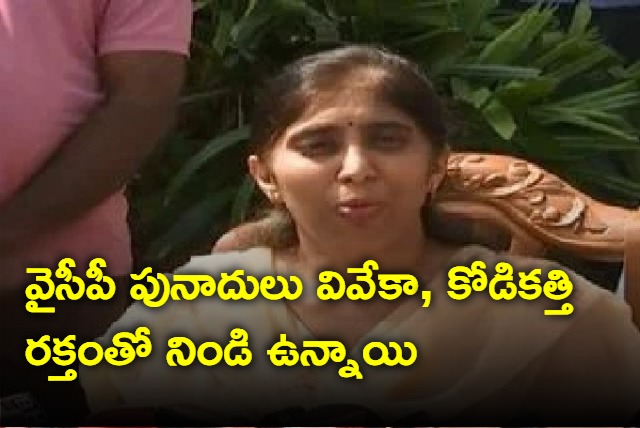 The foundation of YSRCP filled with Viveka and kodi kathi blood says YS Sunitha