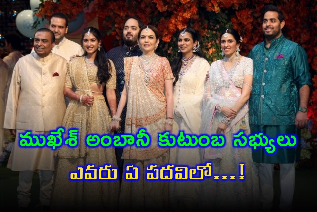 Mukesh Ambani family members and their roles in Reliance Industries 