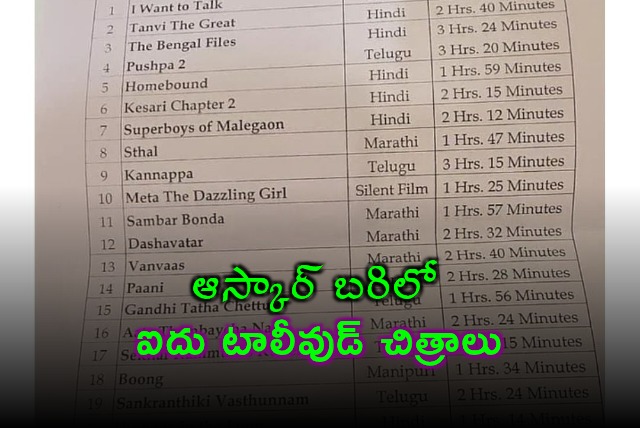 Pushpa 2 Kubera and Five Tollywood Films in Oscar Race