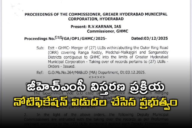 GHMC Expansion Process Government Releases Notification