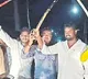 Youngsters with swords during birthday celebrations in Mummidivaram