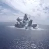 What happens when 18000 kilo bomb is detonated in middle of sea