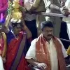 Minister Talasani offers Bangaru Bonam to Goddes Mahakali