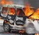 Police vehicle caught in fire in on busy road in Hyderabad