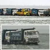 132 sand lorries stranded in Krishna river