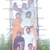 Huge Jagan and Bharathi cutout in Srikalahasti