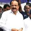 Venkaiah Naidu plays badminton at Chennai sports institute