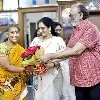 Krishnam Raju falicitates maid
