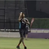 Hardik Pandya bowls in nets
