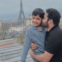 Jr NTR's warm kiss for son Abhay Ram in Paris melts hearts