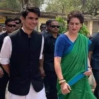 Priynaka Gandhi comes to Hyderabad along with his son Raihan