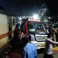 Train collide to 108 ambulance on palasa railway platform