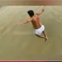 YCP MP Gorantla Madhav swims across Peruru Dam
