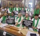 TRS MPs shows placards in Parliament sessions