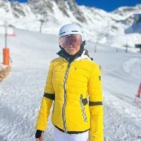 Samantha tours in Swiss snowy mountains