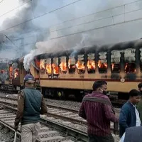 Train Set On Fire In Bihar Over Railways Exam