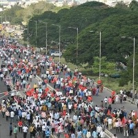 Massive show of strength by Andhra employees ahead of strike