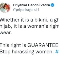 Women has right to decide what she wants to wear: Priyanka Gandhi on hijab row