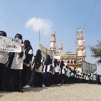 Pro-Hijab protests at Urdu varsity, Charminar