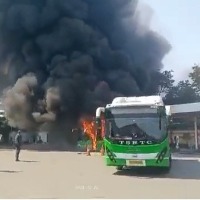TSRTC bus gutted while charging in Secunderabad