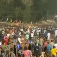 Temporary gallery collapsed during a football match in Poongod at Malappuram yesterday