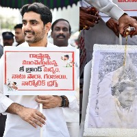 TDP legislators wash Andhra CM's portrait with liquor