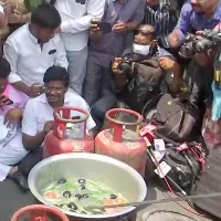 Kavitha along with other leaders of the party staged a protest in Hyderabad