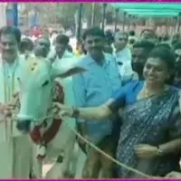 Roja donates holy cow to Kanipakam temple