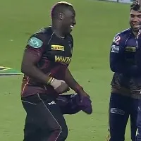 Andre Russell dances in front of Pat Cummins after his record IPL fifty Shah Rukh Khan gives best reaction