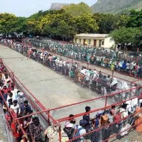 Devotees Lined Up For Tirumala Sarva Darshan Tokens