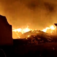 Fire still raging at handloom godown in Telangana