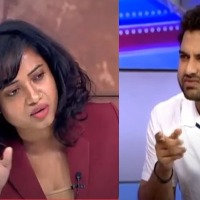 Argument between hero Vishwak Sen and anchor Devi Nagavalli in live debate over prank video