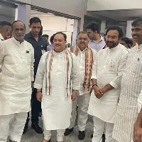 jp nadda reaches hyderabad